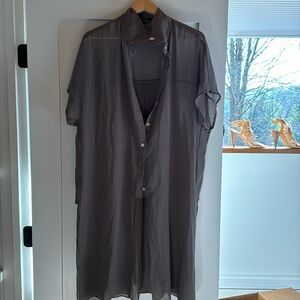 Mink Grey Color Sheer Swim Cover Up